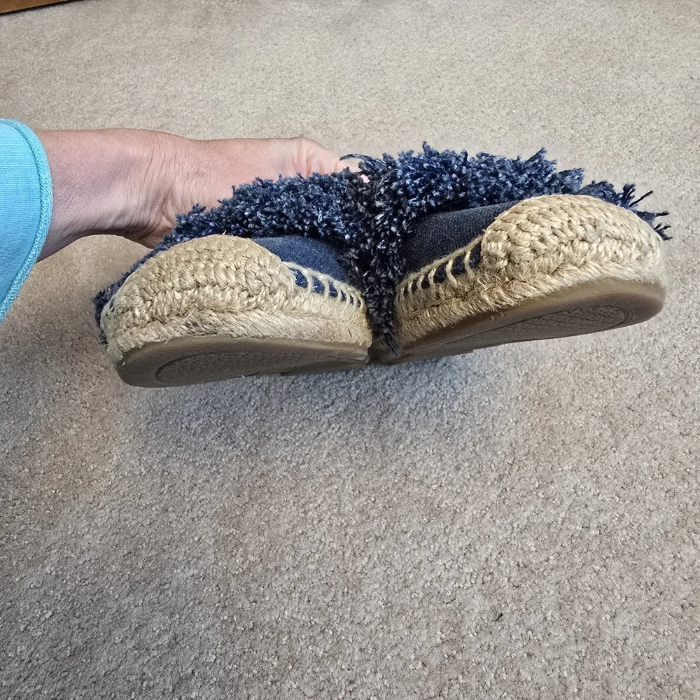 Tory Burch Navy Blue Denim Shaw Fringe Espadrille Flats Size 7.5 - Picture 7 of 12